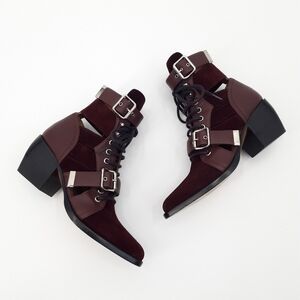 Chloe | Rylee Suede Ankle Boots in Deep Purple